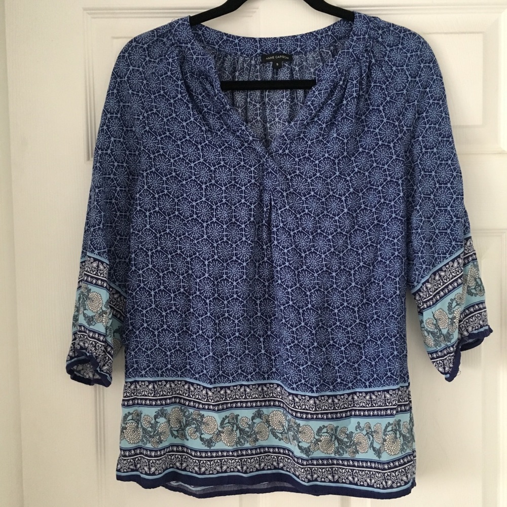 Boho Print Top Blouse Small